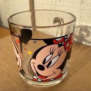 Clear Glass Mickey and Minnie Mouse Coffee Mug Cup Disney Anchor Hocking USA